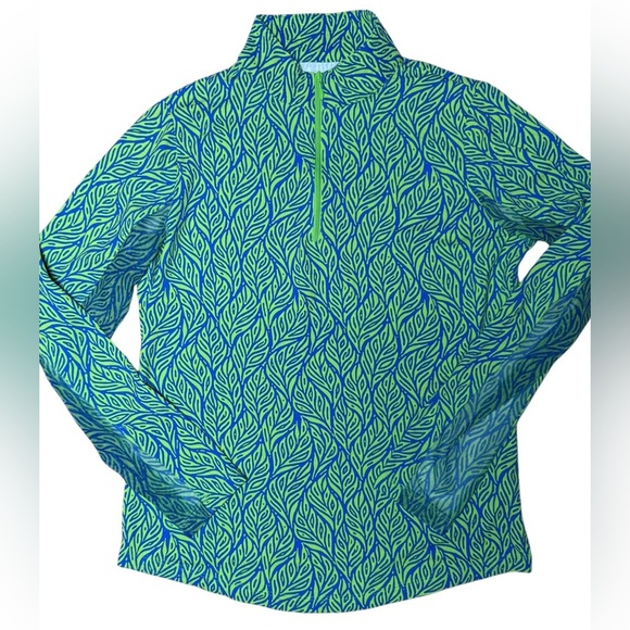 Title: IBKÜL UPF 50+ Leaf Print Quarter Zip Top – Women’s Size Small - Picture 5 of 5